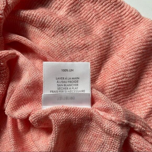 White + Warren Linen Drawcord Ruffle Tee Pink Size X-Size NWT - Picture 9 of 9
